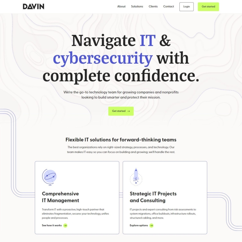 A screenshot of the home page of the Davin Tech Group website.