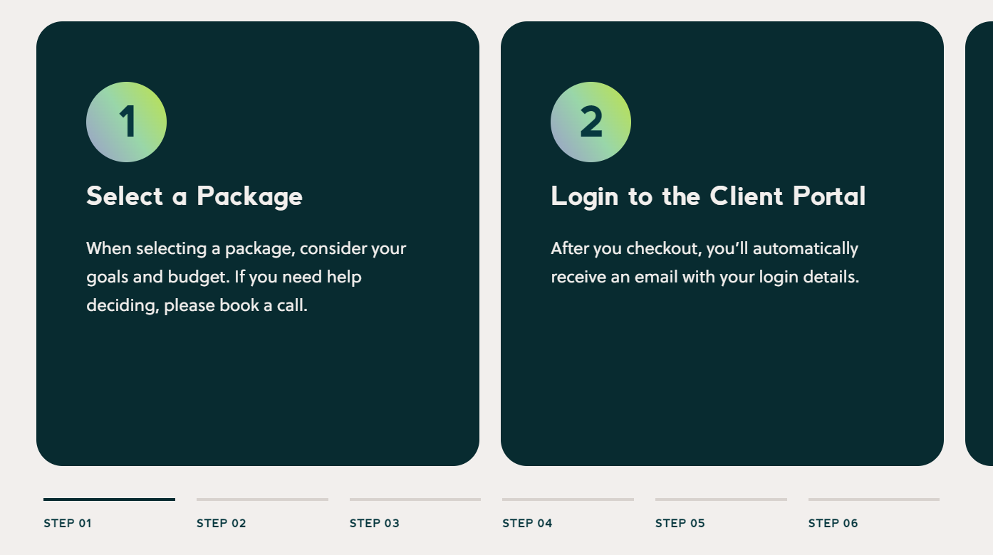 A screenshot of a slider on the Resumeology website that breaks down the process for the services.