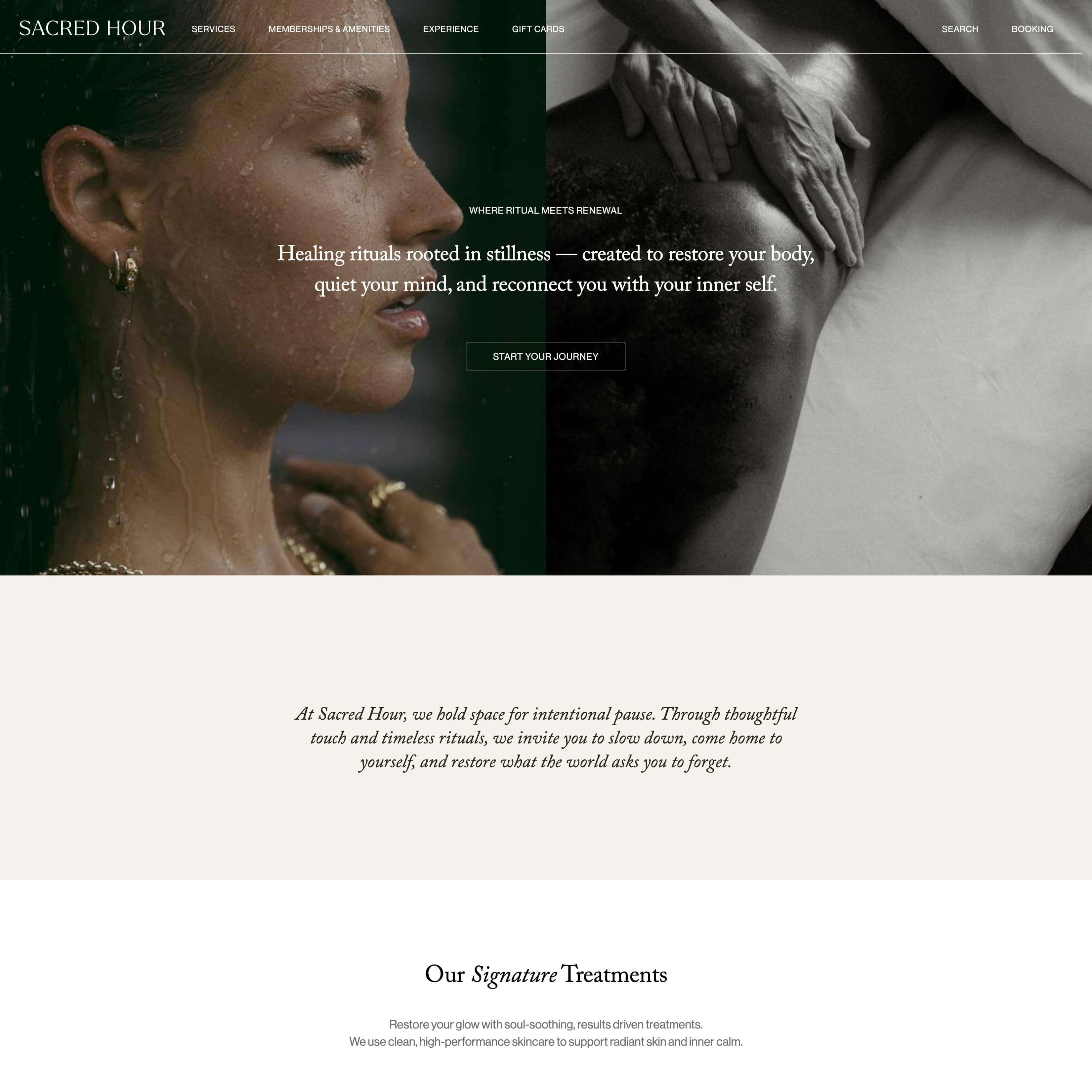 A screenshot of the home page of the Sacred Hour WordPress website.